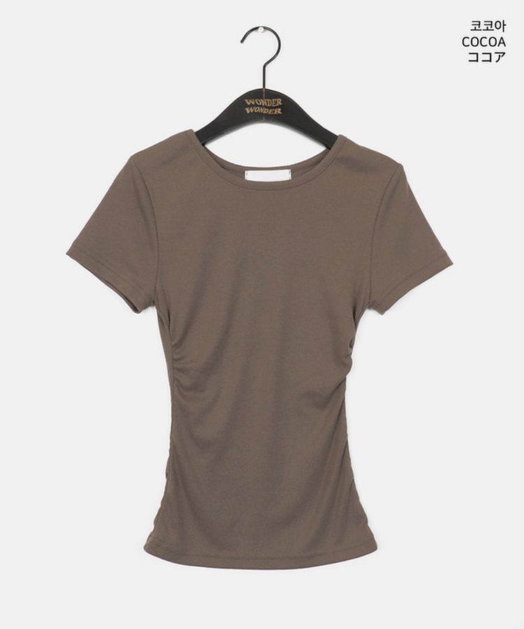 サイドシャーリングUネック半袖Tシャツ(6color)