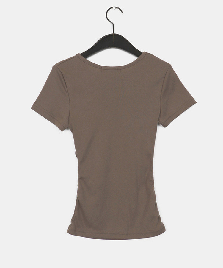 サイドシャーリングUネック半袖Tシャツ(6color)