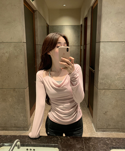 長袖Tシャツ シャーリング長袖Tシャツ(5color) PINK