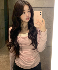 長袖Tシャツ シャーリング長袖Tシャツ(5color) PINK