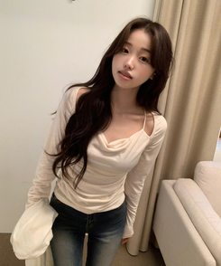長袖Tシャツ シャーリング長袖Tシャツ(5color) CREAM