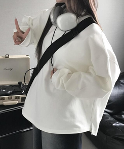 長袖Tシャツ 無地スリットTシャツ(6color) IVORY