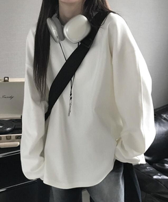 長袖Tシャツ 無地スリットTシャツ(6color) IVORY