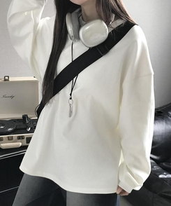 長袖Tシャツ 無地スリットTシャツ(6color) IVORY