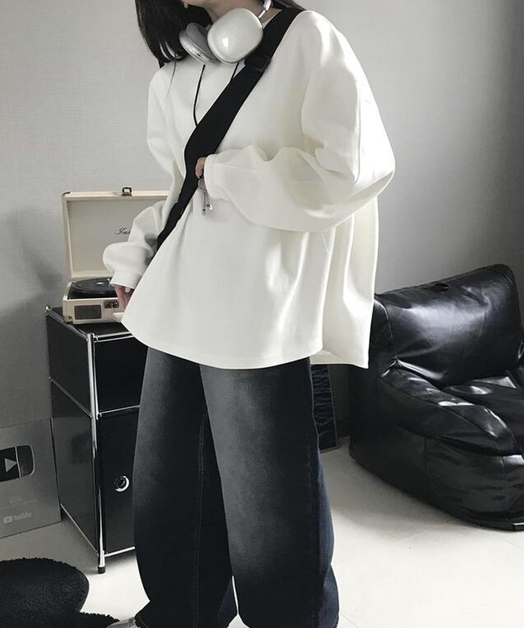 無地スリットTシャツ(6color) IVORY