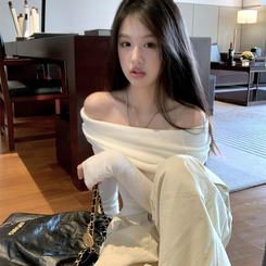 オフショルダーニット(5color) WHITE