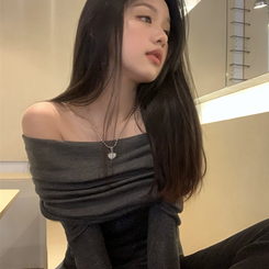 オフショルダーニット(5color) DEEP GRAY