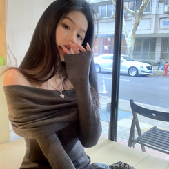 オフショルダーニット(5color) DEEP GRAY