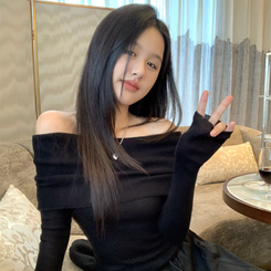 オフショルダーニット(5color) BLACK