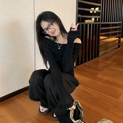 オフショルダーニット(5color) BLACK