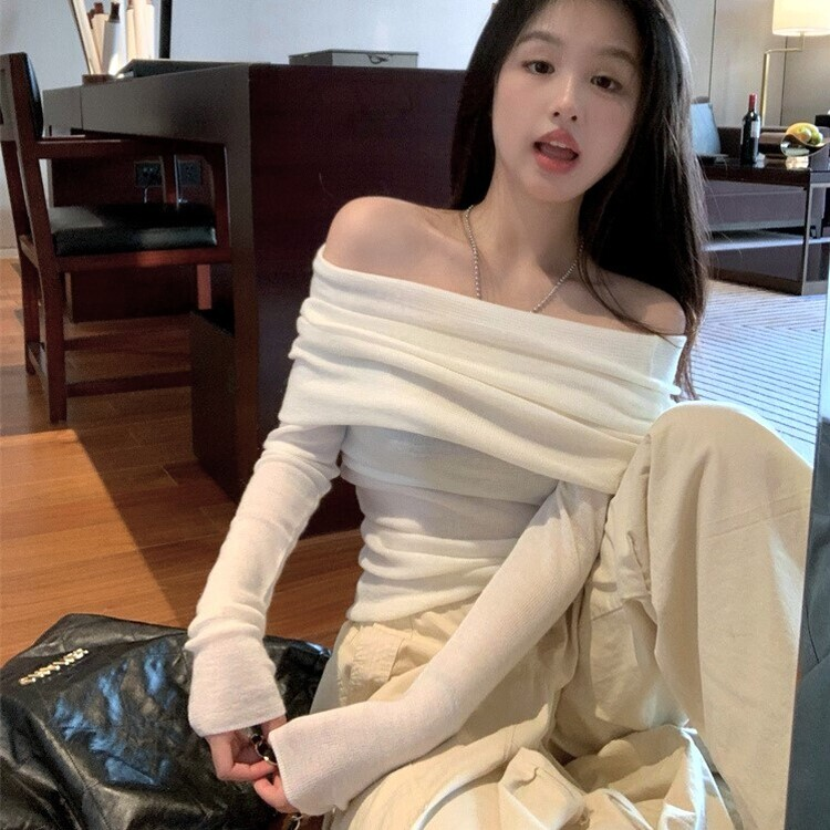 オフショルダーニット(5color) WHITE