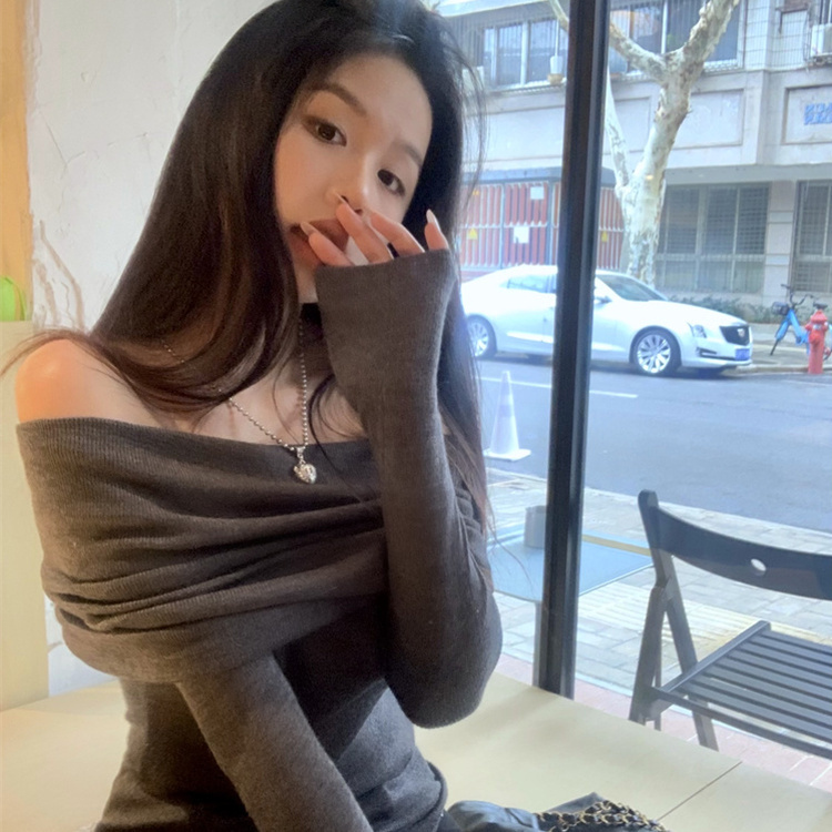 オフショルダーニット(5color) DEEP GRAY