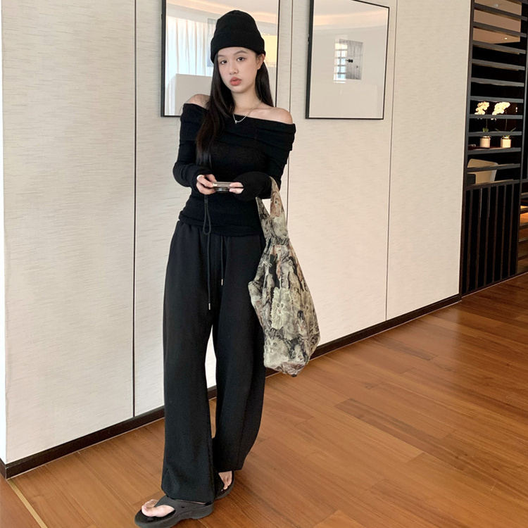 オフショルダーニット(5color) BLACK