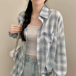 オーバーフィットチェックシャツ BLUE