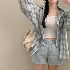 オーバーフィットチェックシャツ BLUE