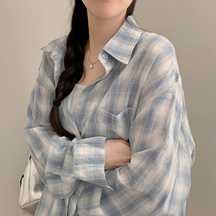 オーバーフィットチェックシャツ BLUE