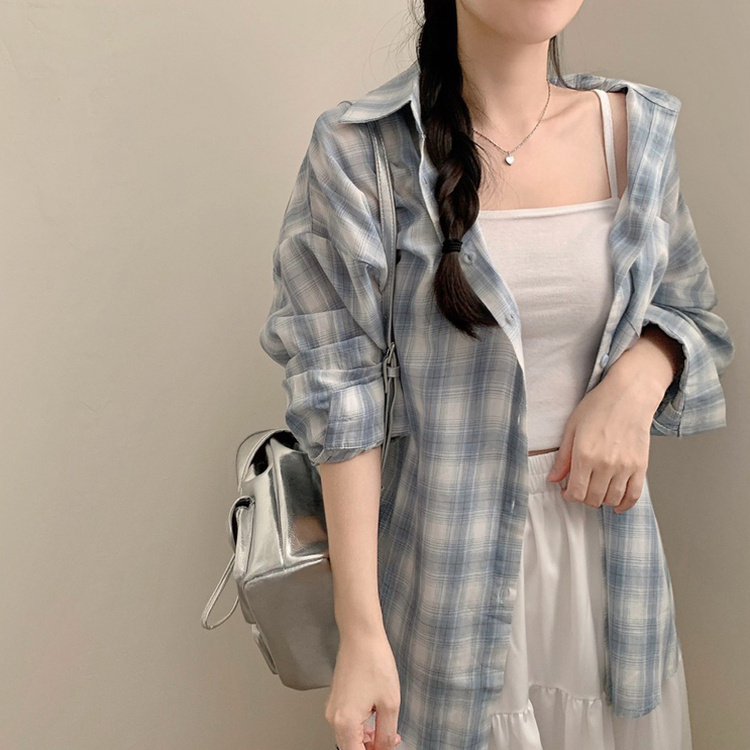 オーバーフィットチェックシャツ BLUE