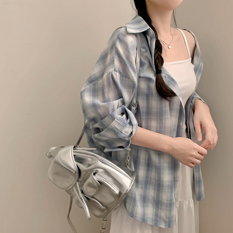 オーバーフィットチェックシャツ BLUE