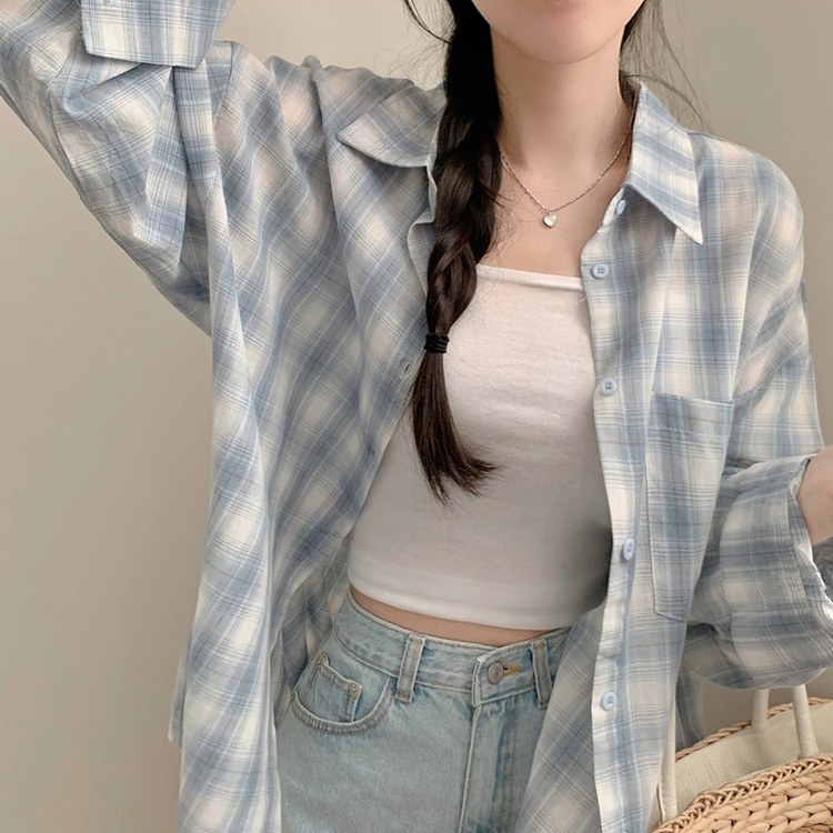 オーバーフィットチェックシャツ BLUE