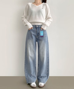 デニム 【丈別】ワイドウォッシングデニムパンツ(5color) LIGHT BLUE
