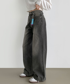デニム 【丈別】ワイドウォッシングデニムパンツ(5color) BLACK DENIM