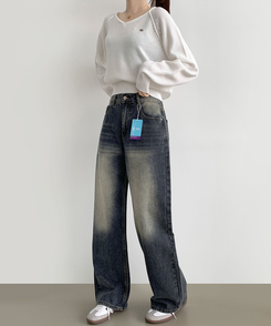 デニム 【丈別】ワイドウォッシングデニムパンツ(5color) DARK DENIM