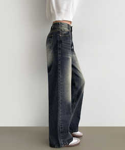 デニム 【丈別】ワイドウォッシングデニムパンツ(5color) DARK DENIM