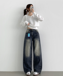 デニム 【丈別】ワイドウォッシングデニムパンツ(5color) DARK DENIM