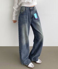 デニム 【丈別】ワイドウォッシングデニムパンツ(5color) BLUE