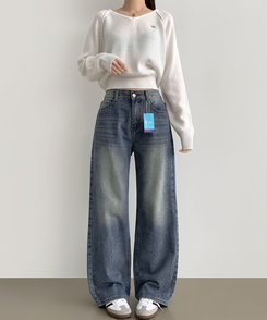 デニム 【丈別】ワイドウォッシングデニムパンツ(5color) BLUE