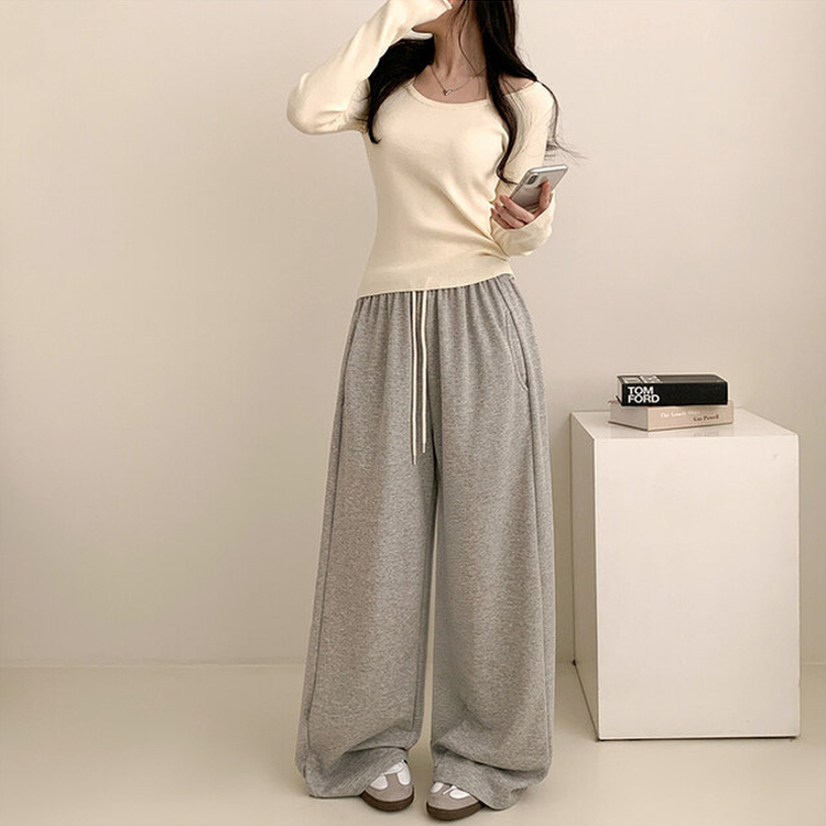 페이사 홀터넥 리본 스트랩 끈 긴팔 골지 니트 아이보리