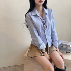 ストライプボタンクシャツ BLUE