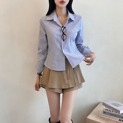 ストライプボタンクシャツ BLUE