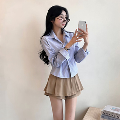 ストライプボタンクシャツ BLUE