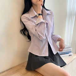 ストライプボタンクシャツ PURPLE