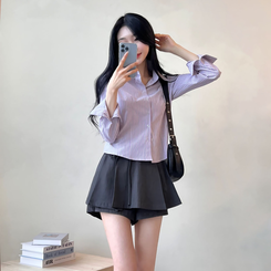 ストライプボタンクシャツ PURPLE