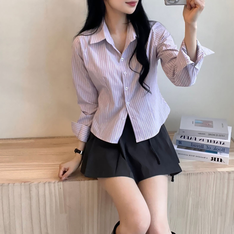 ストライプボタンクシャツ PURPLE