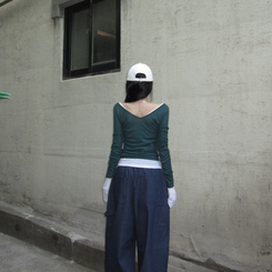 長袖Tシャツ シースルーレイヤードTシャツ(10color) DEEP GREEN