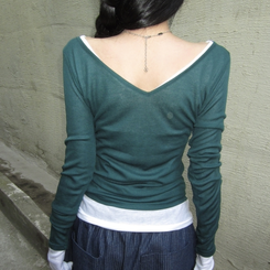 長袖Tシャツ シースルーレイヤードTシャツ(10color) DEEP GREEN
