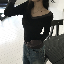 長袖Tシャツ シースルーレイヤードTシャツ(10color) BLACK