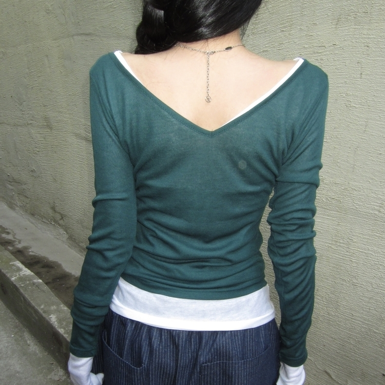 シースルーレイヤードTシャツ(10color) DEEP GREEN
