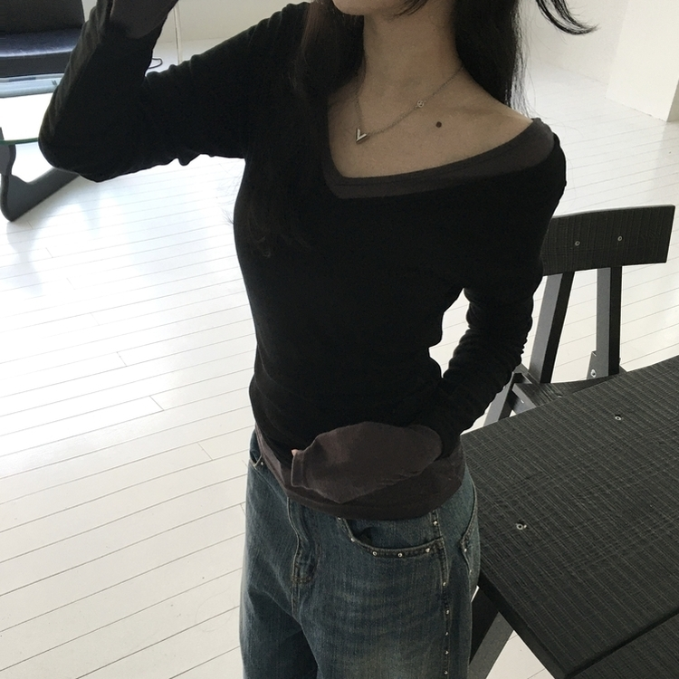 シースルーレイヤードTシャツ(10color) BLACK