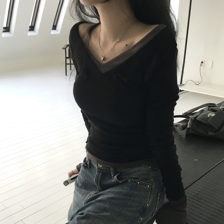 シースルーレイヤードTシャツ(10color) BLACK