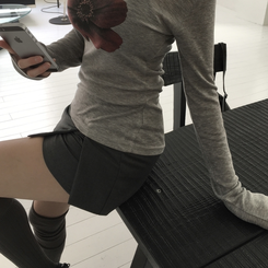 ミニスカート ローサイドスカートパンツ GREY