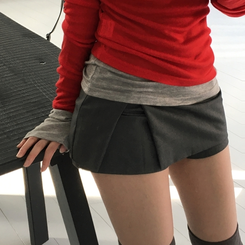 ミニスカート ローサイドスカートパンツ GREY