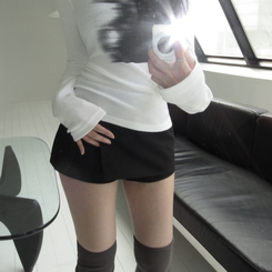 ミニスカート ローサイドスカートパンツ BLACK