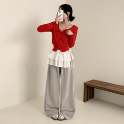 ミニスカート レイヤードティアードラップスカート IVORY