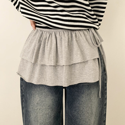 ミニスカート レイヤードティアードラップスカート MELANGE GRAY