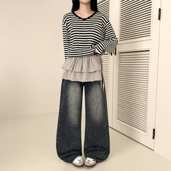 ミニスカート レイヤードティアードラップスカート MELANGE GRAY