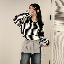 ミニスカート レイヤードティアードラップスカート MELANGE GRAY